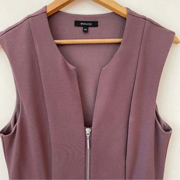 RW&co mauve stretch zip front cocktail / work dress size medium - Picture 2 of 5